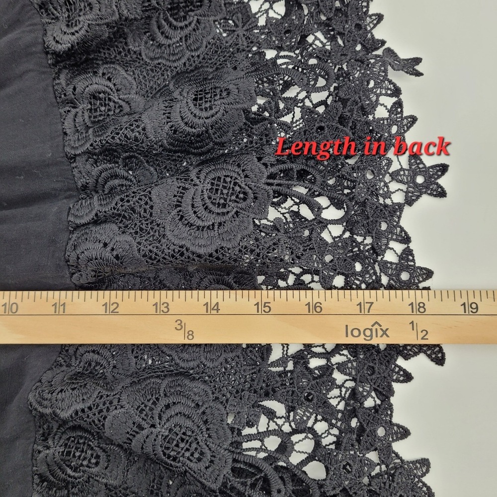 Entro Black Rayon Cami Tank Top Floral Crochet Lace Hem Tie‎ Back Boho Small - Picture 11 of 13